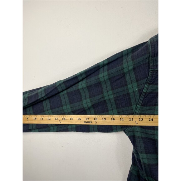 LL Bean Men’s Button Up Flannel Shirt Green/Blue Tartan Plaid Size LT Large Tall - Picture 7 of 7
